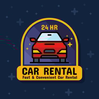 Rental car service badge sticker banner vector