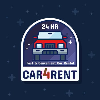 Rental car service badge sticker banner vector