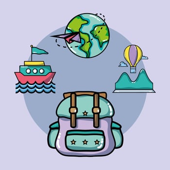set vacation travel and adventure destination vector