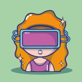 girl with 3d glasses technology to virtual reality vector