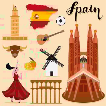 Tourist Spain Travel set collection vector