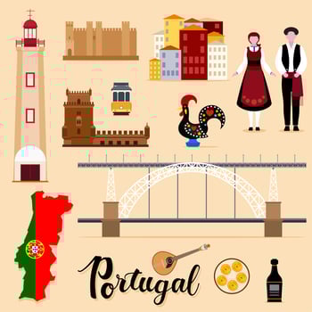 Tourist Portugal Travel set collection vector