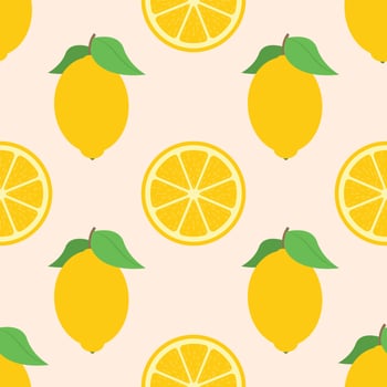 Fresh Lemons Summer Seamless Background vector