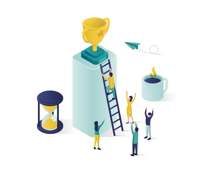 reaching the success isometric illustration design vector