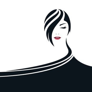 Pretty woman face illustration with cape symbol vector