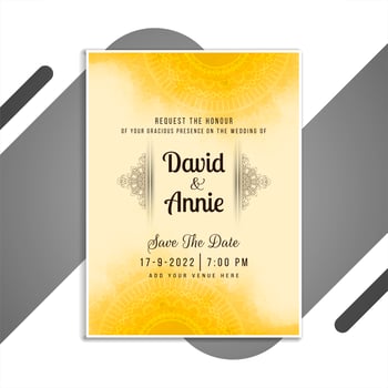 Yellow mandala wedding invitation vector