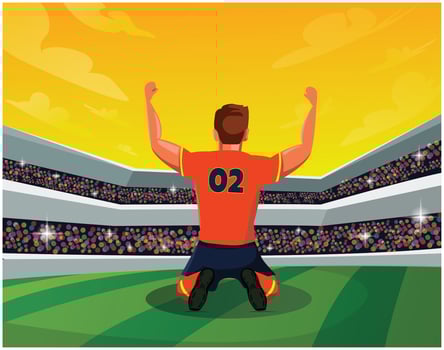 Soccer Player Kneeling On Field vector