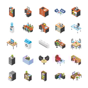 Office Workplace Icon Set vector