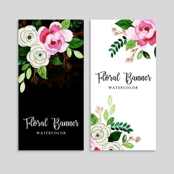 Watercolor Floral Banner Set vector