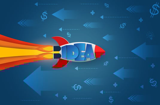 space shuttle heading to the goal to achieve success vector