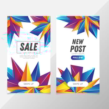 Set of Geometric SALE instagram stories vector