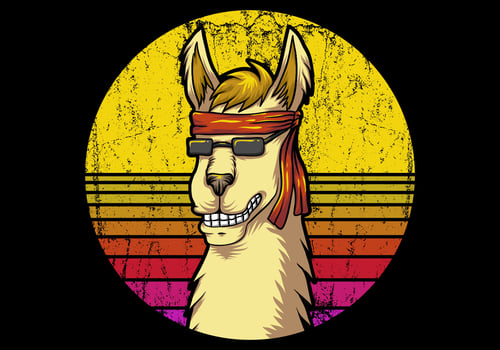 llama and retro sunrise vector