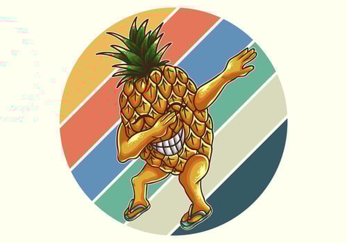 retro pineapple dabbing vector