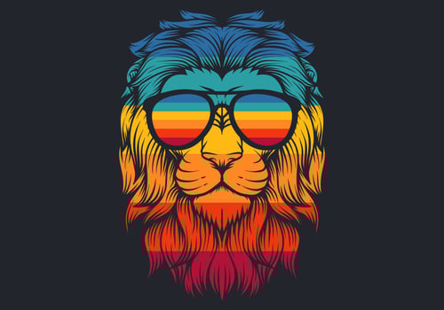 lion with retro eyeglasses vector illustration