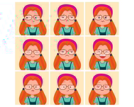 Funny Girl Character Set vector