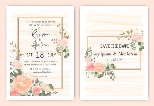 Pink Floral frame hand drawn invitation vector