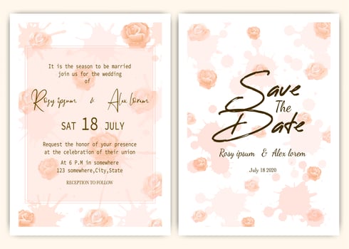 Rose scattered wedding invitation card  vector