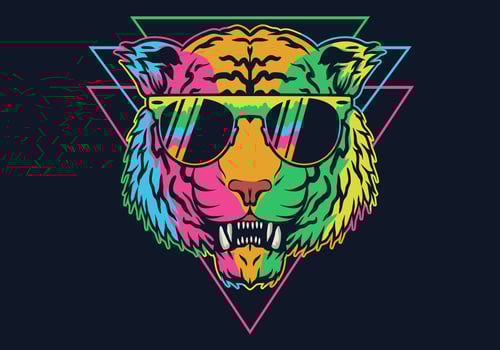Colorful Tiger Wearing Eyeglasses vector
