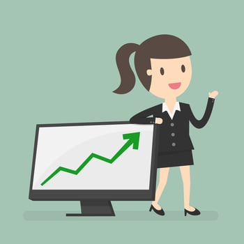 Business Woman Presenting Growth Chart vector