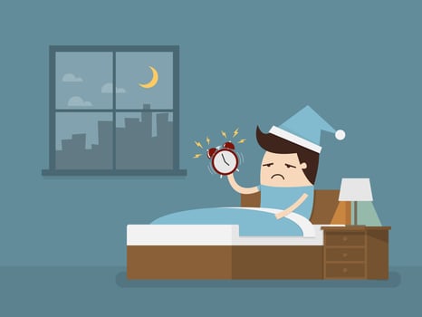Man waking up early in the morning to go to work vector