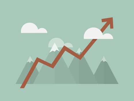 Mountain with arrow showing growth vector