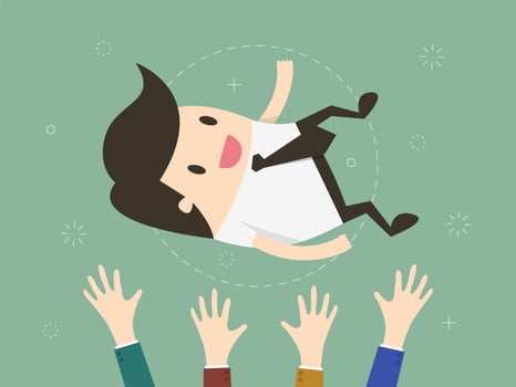 Businessman being thrown in the air vector