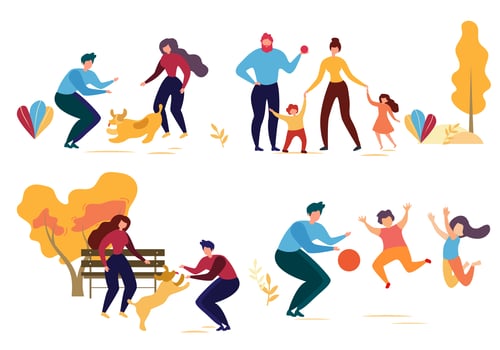 Dog Family in Park vector