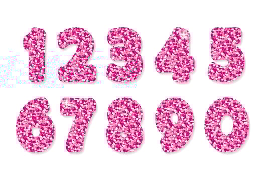 Pink glitter numbers. For birthday and party festive design. vector