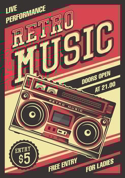 Retro Boombox Vintage Poster vector