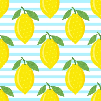 Lemons On Blue Striped Background vector