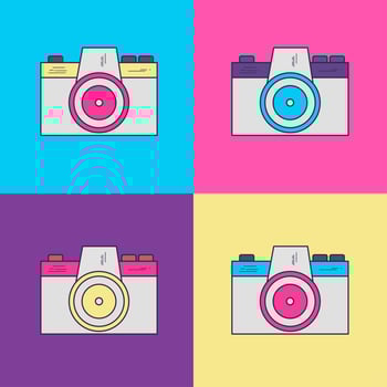 Photography Camera Vintage with 90s style vector