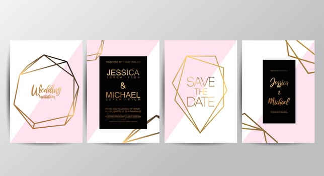 Premium Rose luxury wedding invitation cards vector