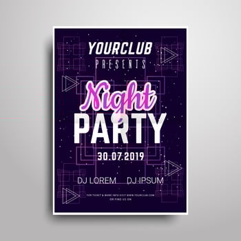 Night party vertical flyer sample vector