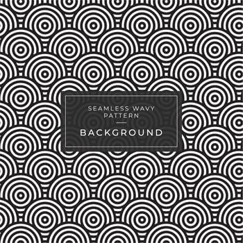 Geometric seamless monochrome repeating pattern with rounded stripes lines vector
