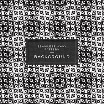 Geometric seamless monochrome repeating pattern with wavy lines vector