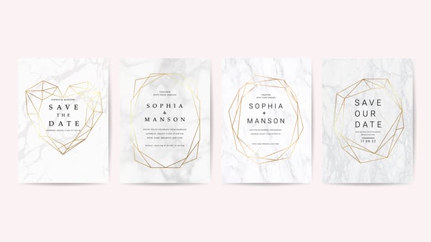 Luxury marble wedding invite card vector