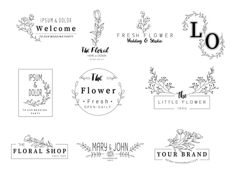 Hand Drawn Floral Wedding Set vector