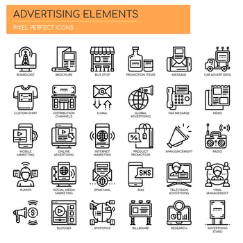 Set of Thin Line Black and White Advertising Elements  vector
