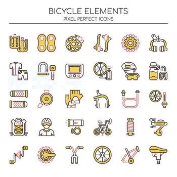 Set of Duotone Thin Line Bicycle Icons  vector