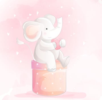 Cute baby elephant watercolor style vector