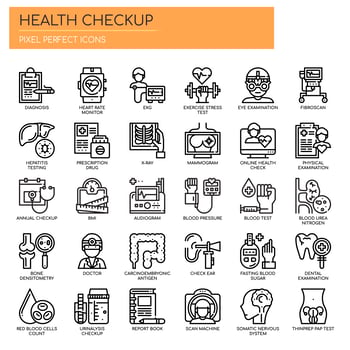 Set of Black and White Thin Line Health Exam Checkup Icons vector