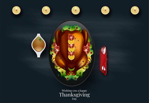 Thanksgiving dinner from above vector