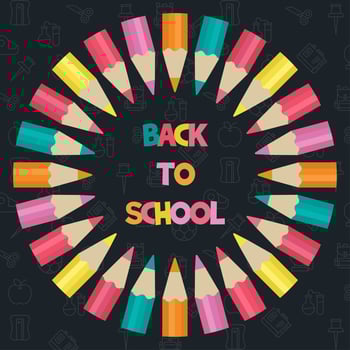 Circular Colored Pencil poster template vector