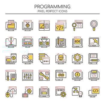 Set of Duotone Thin Line Programming Icons  vector