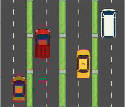 Aerial scene with cars on the roads vector
