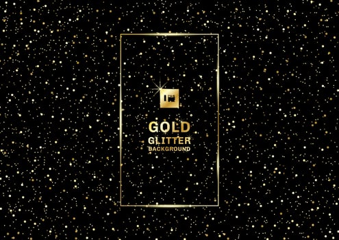 Gold glitter on a black background and texture vector