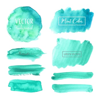 Teal Pastel Watercolor Badge Set  vector