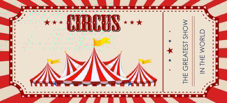 A red circus ticket template vector
