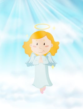 Angel flying in heaven vector