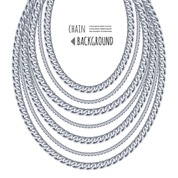 Silver chains necklace isolated on white background vector